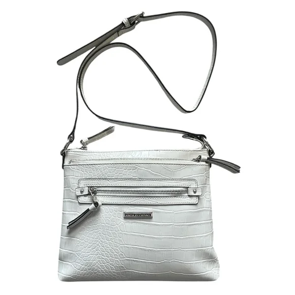DANA BUCHMAN Off White Croco Leather Bag Small Shoulder Bag Womens Crossbody Bag - Picture 2 of 10